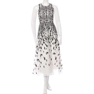 LK Bennett Black and White Geometric Midi Dress